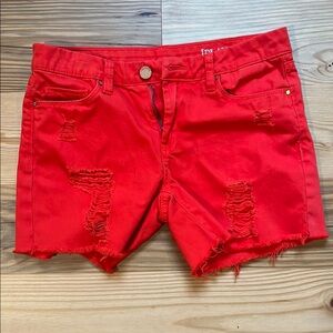Red Distressed Women's Shorts